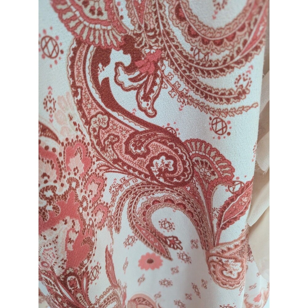 Cato Blouse Womens 22/24W Cream Paisley Floral Ruffle Sleeves Boho Peasant Top - Picture 5 of 11